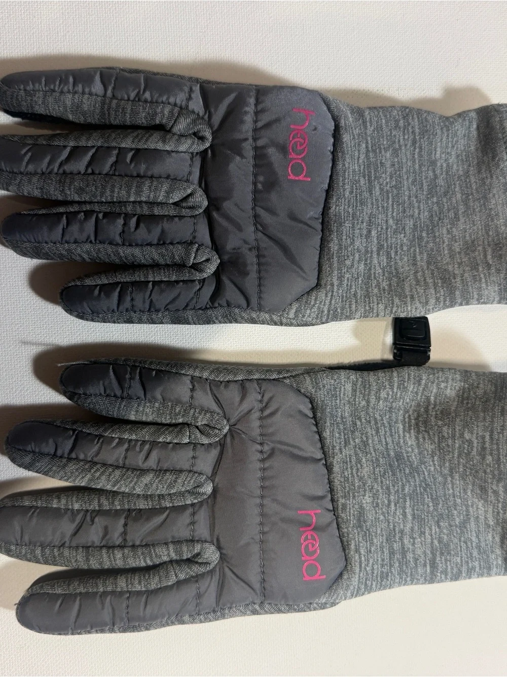 Head Grey Gloves with Pink Logo - Touchscreen Friendly